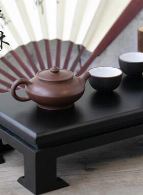 长方形黑色木质鱼缸花瓶盆栽奇石头底座现代中式工艺品摆件木雕架