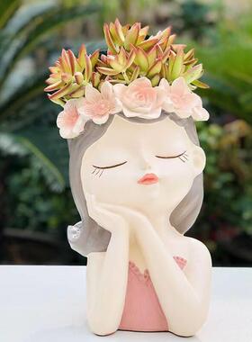 【纯手工制作】仙女花器创意多肉中号花盆小清新花瓶摆件客厅干