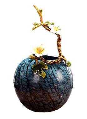 珐琅彩高档花瓶摆件家居轻奢欧式客厅玄关电视柜插花装新中式饰品