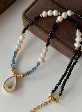 碧玺秋虎眼串珠项链高级毛衣项链