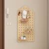 Solid wood perforated board storage rack, entrance wall hanging clothes storage shelf, customizable desk wall shape display