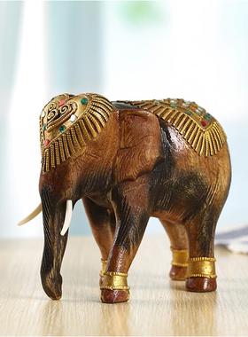 泰国实木雕刻大象客厅装饰摆件创意家居饰品电视柜风水象开业礼品
