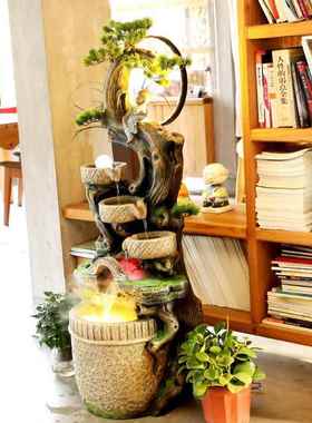 创意中式禅意流水喷泉招财摆件客厅玄关办公室内循环水风水加湿器