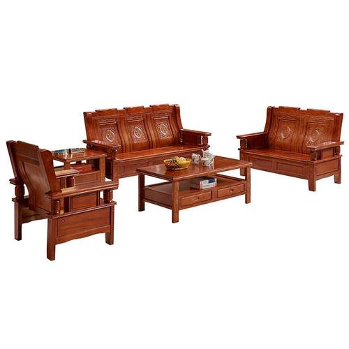 小户型全实木沙发组合冬夏两用新中式仿古沙发客厅办公农村经济型 - 图3