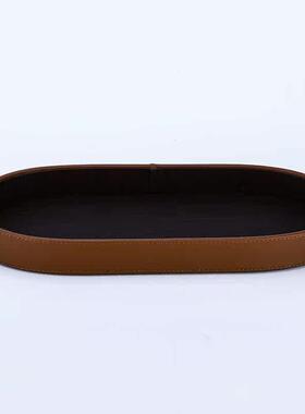 现代样板间摆件家居卧室客厅收纳装饰托盘创意皮革家居饰品摆设