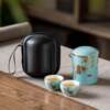 High-end West Lake Blue Portable Travel Tea Set Home Outdoor Simple Teapot Ceramic Ru Kiln Mutton Fat Jade