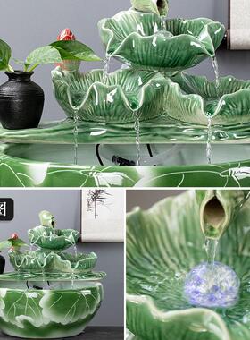 自动流水鱼缸摆件鱼盆喷泉瀑布室内家用陶瓷循环水过滤流水器