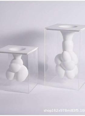 创意亚克力悬浮花瓶样板房售楼处桌面书柜书架花器花插软装摆设