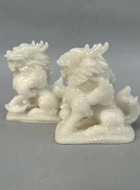 夜光麒麟摆件麒麟摆设一对家居装饰品办公室摆件