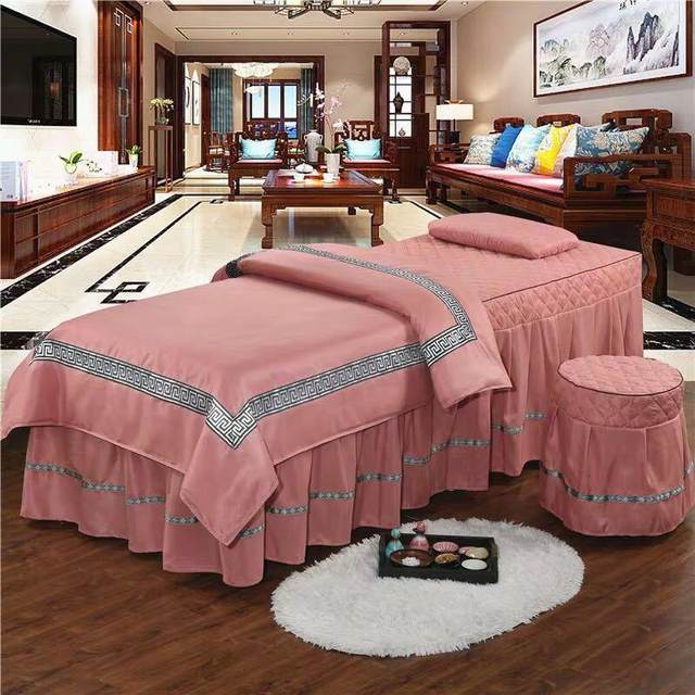 Beauty bed cover simple children's massage bed fumigation sheet cover with holes beauty salon bed cover four-piece set