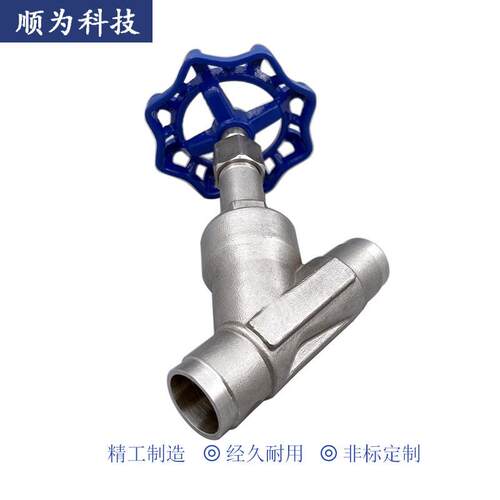 科技不锈钢304手动焊接对焊式角座阀Y型丝扣法兰蒸汽截止阀门 - 图0