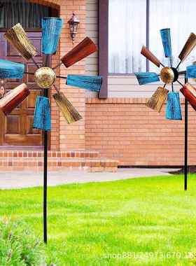 欧式简C2021081约纯手工艺风车装饰品插件公铁园天台园户摆外林件
