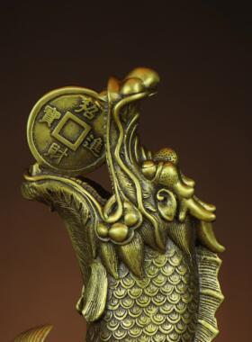 铜龙头鱼摆件 鳌鱼铜龙鱼 年年有余 贺礼客厅店铺摆件 金龙鱼