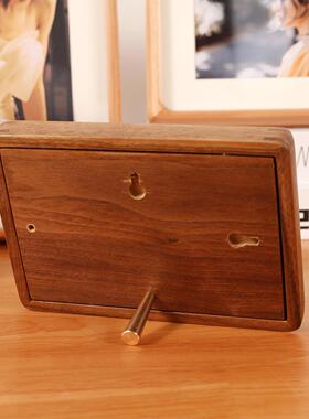 高级感实木黑胡桃榫卯中式复古实木圆角黑胡桃67810A4寸相架画框