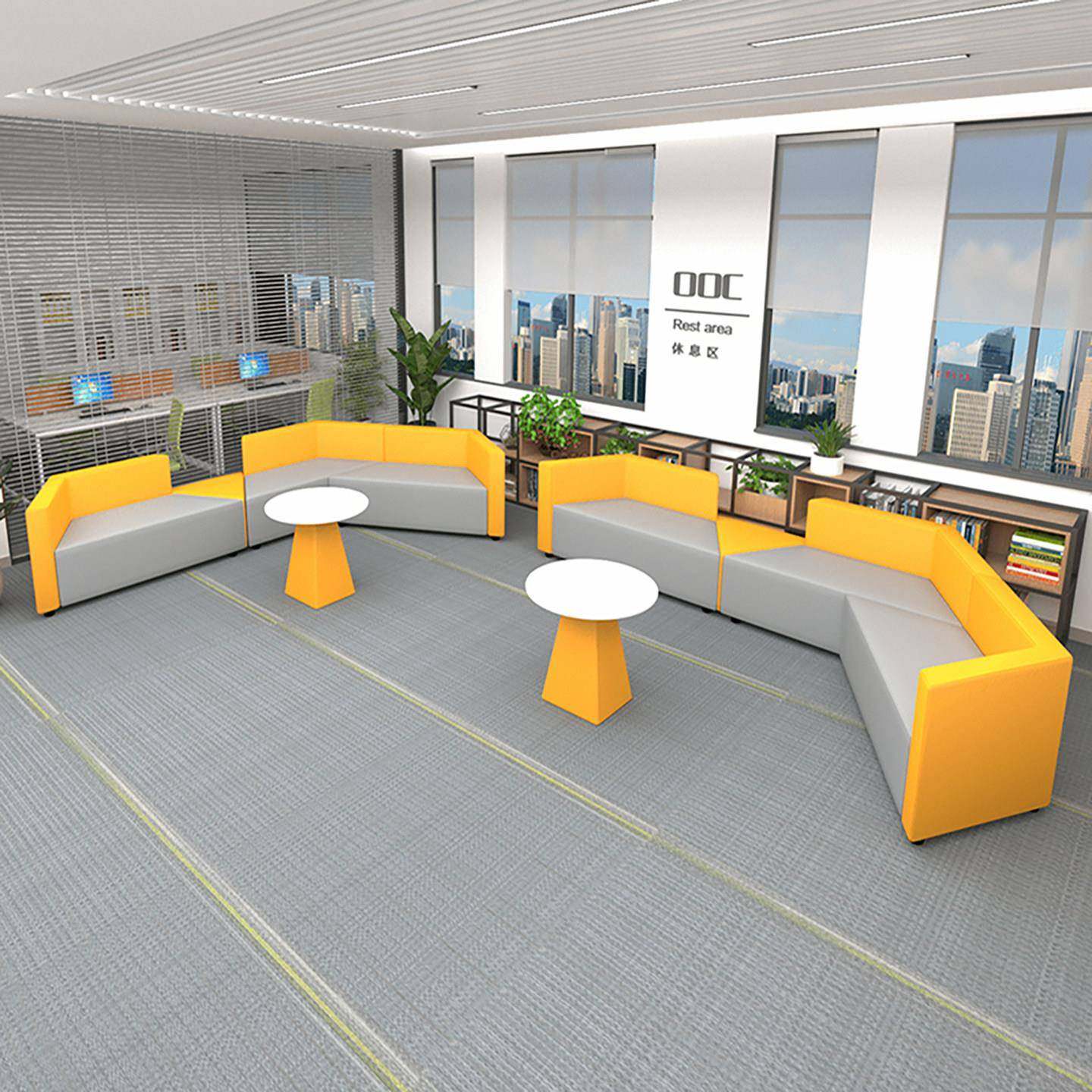 创意休闲 小户型转角办公沙发简约现代接待休息区会客培训机构卡,淘宝优惠券,粉丝福利购,淘宝优惠卷