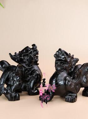 新品天然黑曜石貔貅摆件一对招财貔貅家居店铺开业乔迁摆设工艺品