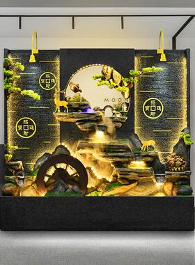 大型水流幕墙景水墙屏风入户花园CIY办观玄关隔断公室循环水鱼缸