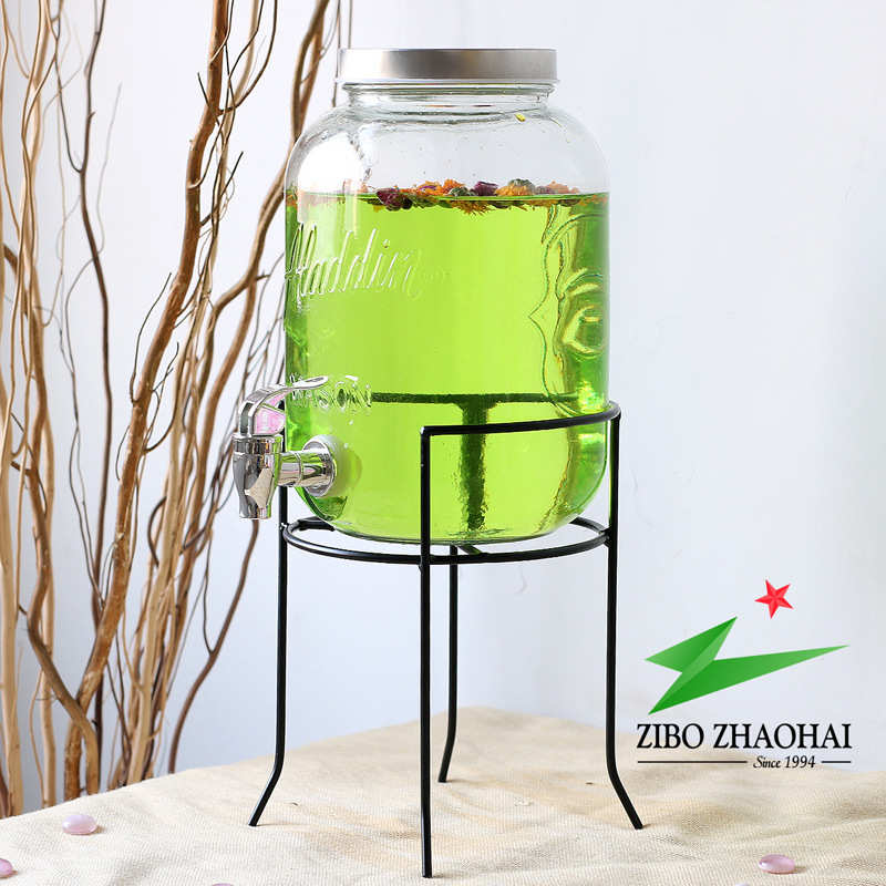 4-liter golden shelf juice jar glass grape wine jar soaking wine bottle dessert table party self-service beverage bucket