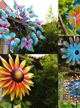 铁多款式组艺太阳能旋转大风墅车花园院阳台别露布置装饰庭户外台