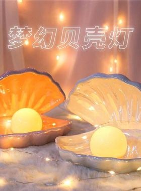 盲盒手办展示柜自织的人鱼造景贝壳场景盲盒桌面收纳盒首饰盒