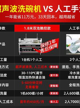 志超声波洗碗机餐厅饭店商用学校大型食堂厨房刷碗机洗杯洗碟机