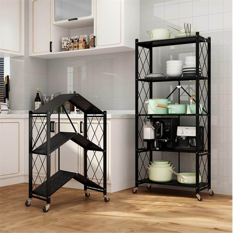 Kitchen supplies without installation folding kitchen storage rack Household supplies Multi-layer microwave oven storage storage rack