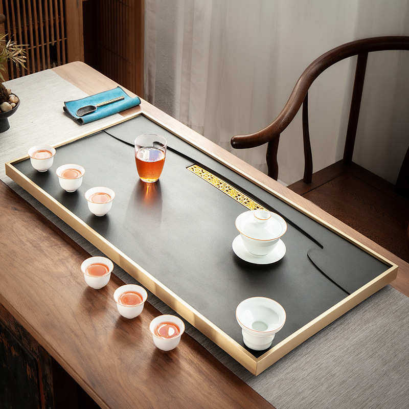 天然乌金石茶盘家用简约镶铜石头茶台大小号黑金石材茶海茶具托盘,淘宝优惠券,粉丝福利购,淘宝优惠卷