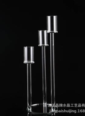 厂家直销2019出口热销婚礼摆件款式10头金属烛台户外带防风罩烛台