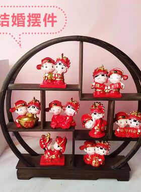 创意家居婚庆摆件树脂工艺品婚庆娃娃组合套装礼品装饰品厂家中式