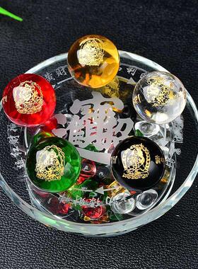 五路财神阵水晶球摆件金木水火土五色转运珠家居客厅店铺装饰礼品
