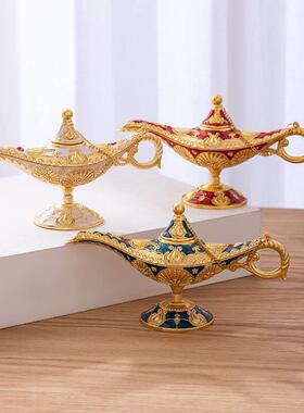 欧式创意阿拉丁神灯金色装饰摆件民族特色拍照装饰道具