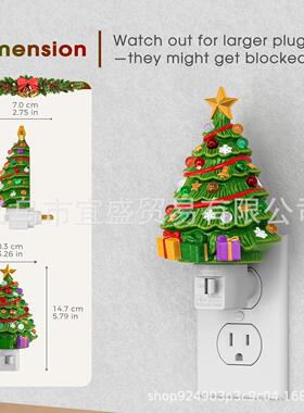 跨境新款圣诞树插座美规家居插座圣诞雪人圣诞树橱窗摆件树脂工艺