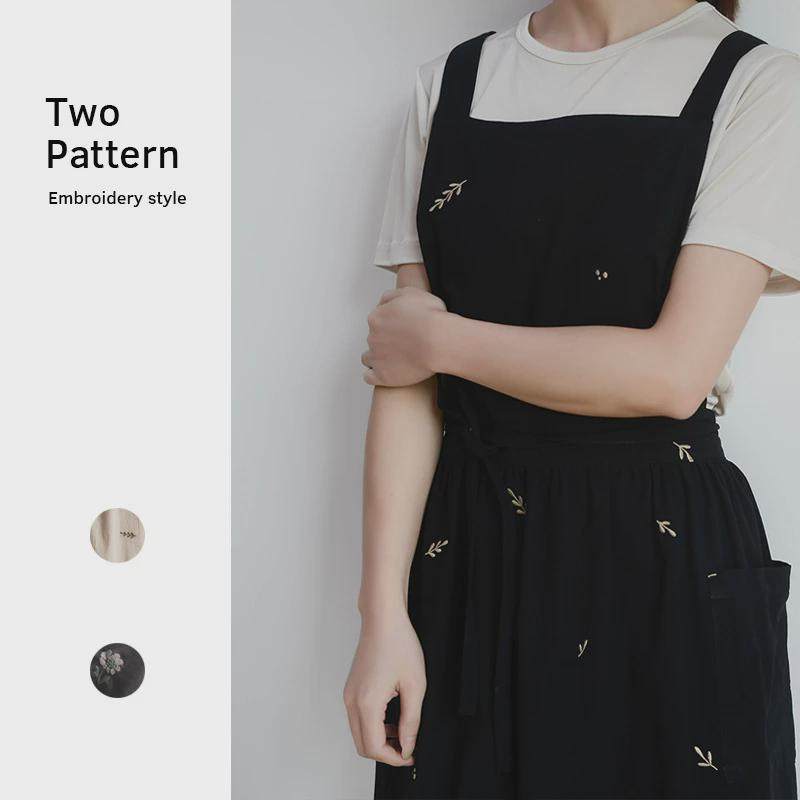出韩版刺绣全棉厨房围裙家务带口袋棉麻防水围裙围腰,淘宝优惠券,粉丝福利购,淘宝优惠卷