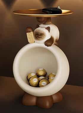 可爱创意泰国招财猫入户钥匙托 托盘收纳玄关摆件客厅装饰品乔迁