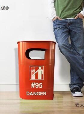 装金工艺品落地摆麦太保件复收纳汽油桶欧美铁艺垃属圾饰桶工业风