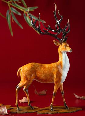 古铜官 铜鹿摆件福禄一路有你工艺礼品摆饰玄关电视柜家居装饰品