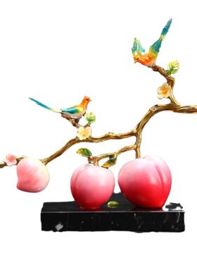 珐琅彩桃子摆件书桌办公桌电视柜玄关装饰品桃子工艺品创意礼品