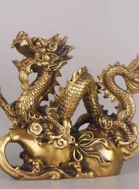 铜龙铜禄龙生肖家芦具0117办龙公室铜福龙摆件葫龙