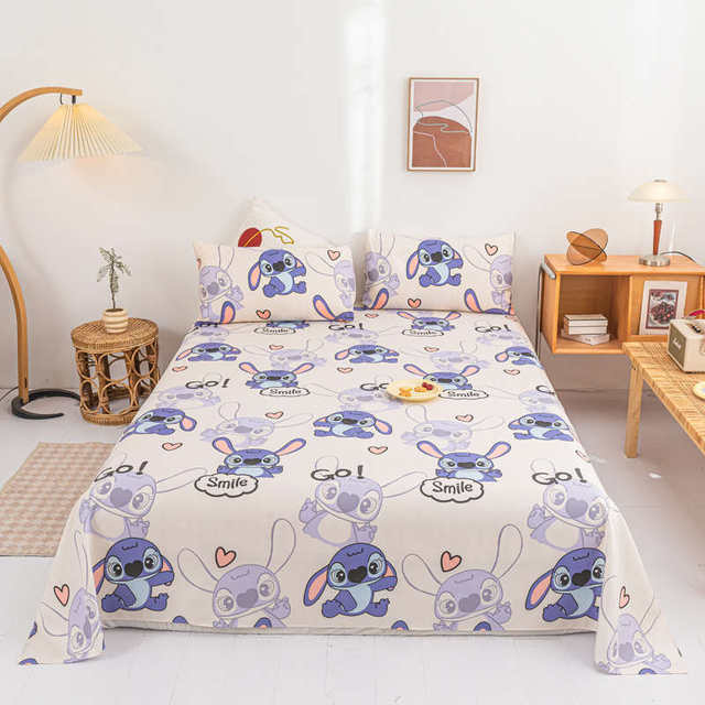 Summer bed sheets and quilts single piece non-pure cotton full cotton student dormitory children single double cartoon cute pillowcase three-piece set