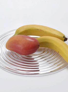 现代简约欧式新中式波浪纹凹凸圆形托盘摆件样板房售楼处软装饰品