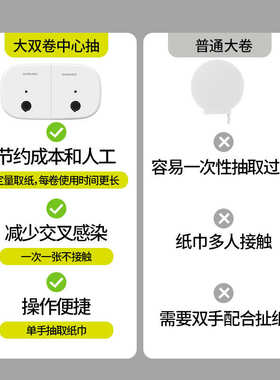 壁挂式免打孔双卷中心抽卷纸盒厕所大盘纸巾盒公共卫生间大卷纸盒