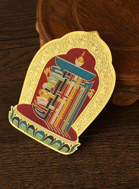 款铜彩绘十相自在PPS车贴门干贴铜琅十相自在铜卡背面新不珐胶