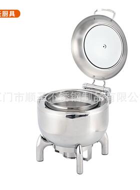 不锈钢自助餐炉跨境可视圆形机械缓冲液压玻璃盖布菲圆形汤炉餐炉
