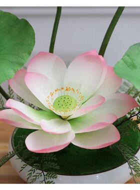 手感仿真荷花莲花花艺套装摆件新中式客厅桌面盆景假花装饰摆设