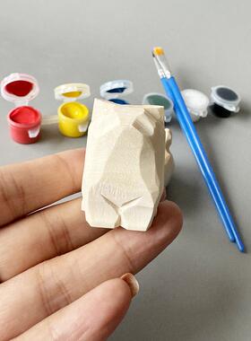 手工木雕猫咪狗狗毛坯白板可自行diy上色椴木雕刻自主定制彩绘同