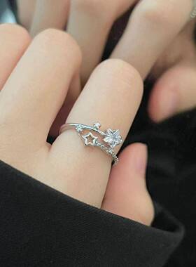 小众冷门戒指女学生党镶钻五角星女小星愿简约星星ins小众设计开