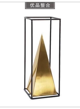 样板房现代新中式软装饰品创意家居金色三角摆件两件套BJ115-4-63