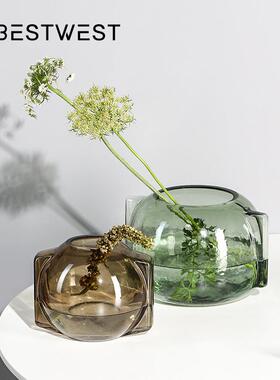 轻奢球形玻璃花瓶器皿摆件家居客厅桌面插花瓶装饰品