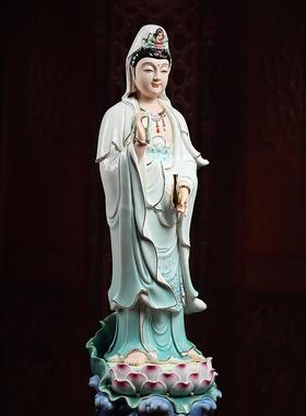 戴玉堂陶瓷摆件立莲杨柳枝渡海观音菩萨像观世音佛像客厅家用供奉