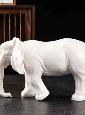 陶瓷大象摆件一对白色吸水招财镇宅风水象家居客厅玄关办公室摆设